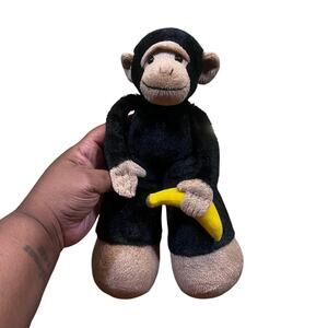 Vintage Bestever Funny Feet‎ Tan Brown Monkey Bannana Plush Stuffed Animal 11”